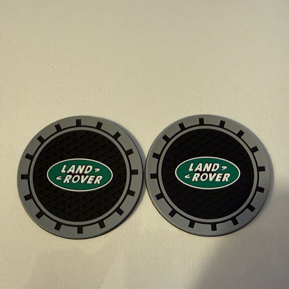 Land Rover Car Cup Coasters in Black and Gray Set of 2 NWT